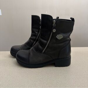 Harley-Davidson Black Leather double Side-Zip Boots 10M